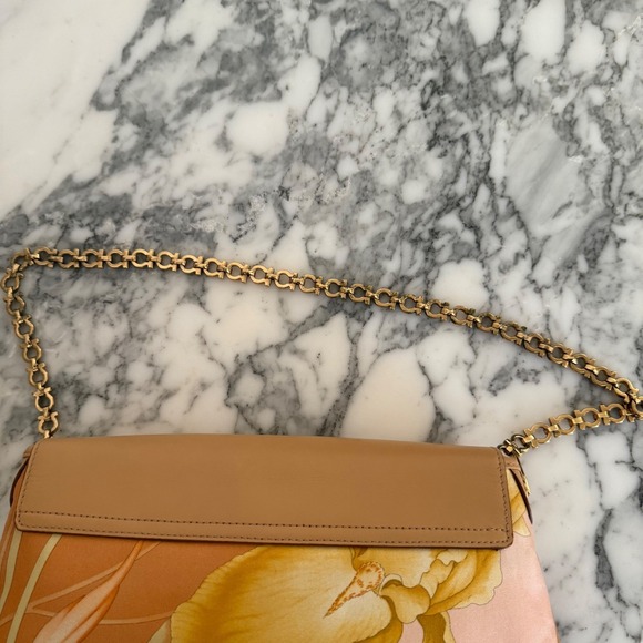 Salvatore Ferragamo Floral Silk Leather Chain Shoulder Bag AU-21-1903 - Picture 9 of 10